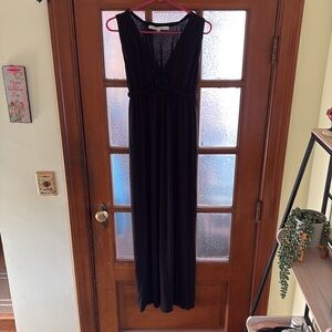 Women’s long black knit dress